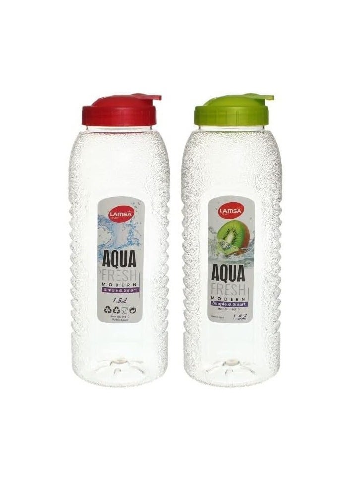 Lamsa Plast Set Of 2 Plastic Water Bottle - 1.5 L, Multi Color