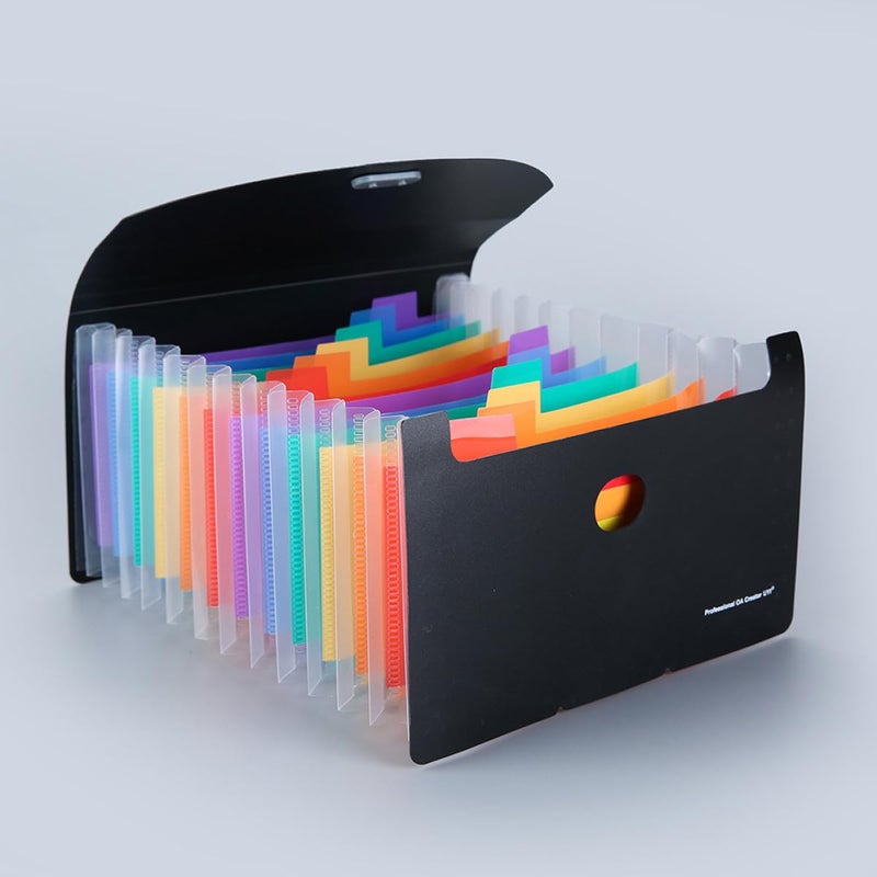 A6 Expandable Accordion File Organizer 13 Pocket Binder For Receipts Coupons Documents Cash Black Cover Rainbow Pages - Image 5