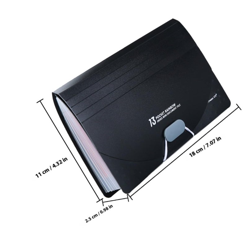 A6 Expandable Accordion File Organizer 13 Pocket Binder For Receipts Coupons Documents Cash Black Cover Rainbow Pages - Image 3
