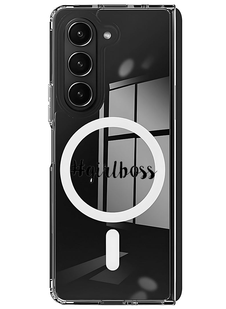 Theodor Magnetic Case for Samsung Galaxy Z Fold 5 Compatible with MagSafe Wireless Charging, Shockproof Phone Bumper Cover Girl boss 2 - Image 1