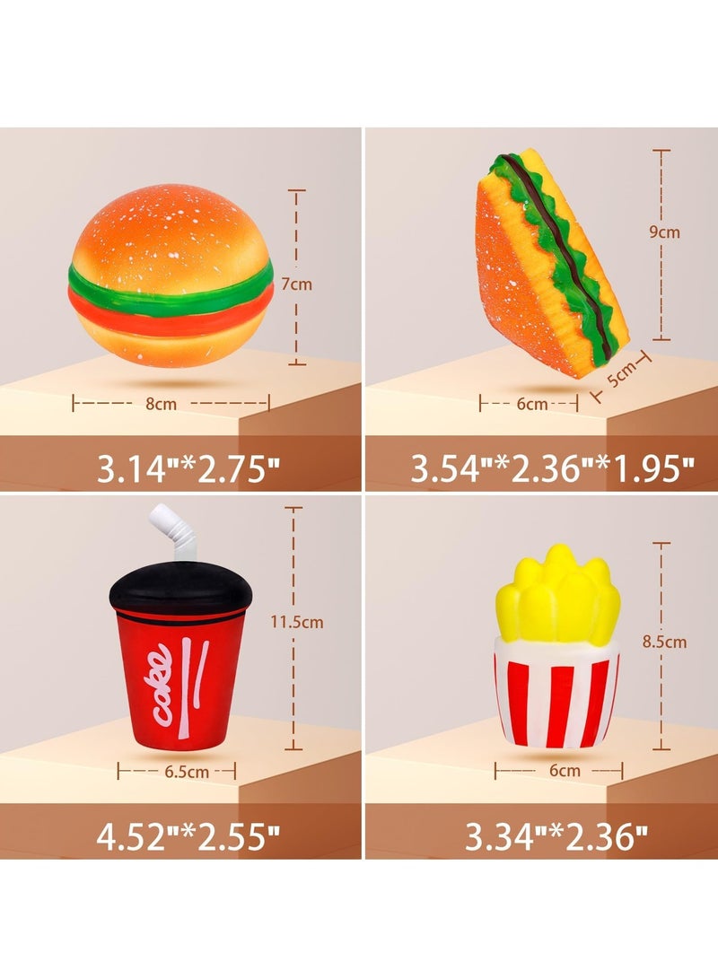 Excefore Food Squishies Toy, 4 Pack Simulation Sandwiches, Fries, Burgers, Cola Sensory Stress Relief Squeeze Toy for Kids and Adults, Birthday Collection - Image 2