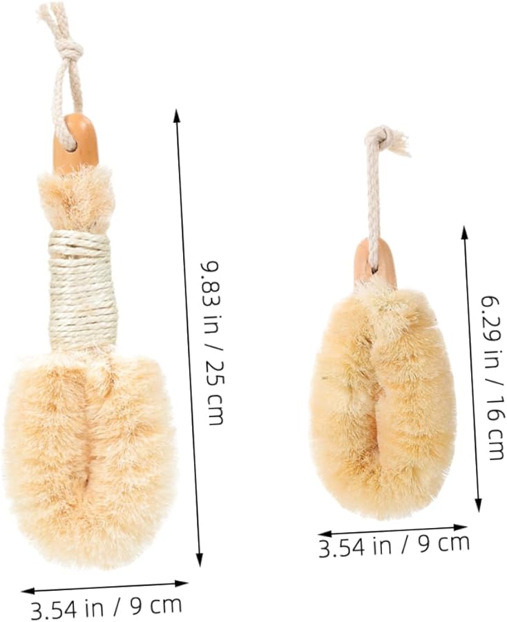 Natural Sisal Bath Brush Set 2Pcs Exfoliating Body Scrubber For Dead Skin Removal Portable Travel - Image 3