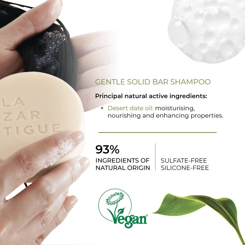 Lazartigue Gentle Solid Bar Shampoo, Desert Date Oil, Nourishes & Cleanses, Vegan, Sulfate & Silicone Free, 2.65 oz - Image 4