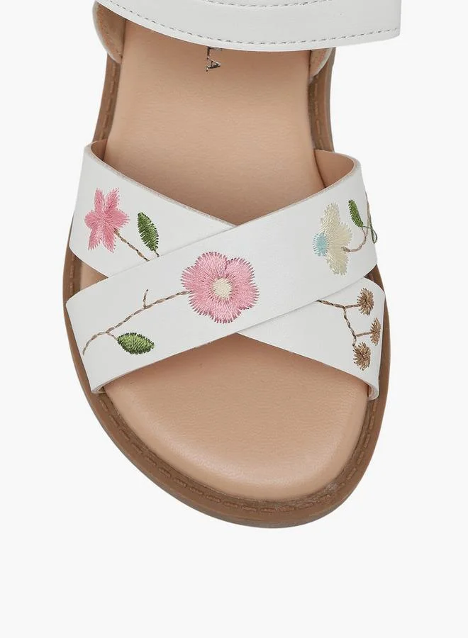 Flora Bella By Shoexpress WHITE Girls Floral Embroidered Cross Strap Sandals for Women | Best Price UAE