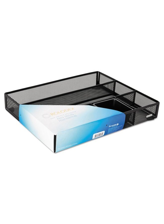Rolodex Deep Desk Drawer Organizer, Metal Mesh, Black (22131) 11.75 inches long by 15.25 inches wide - Image 4