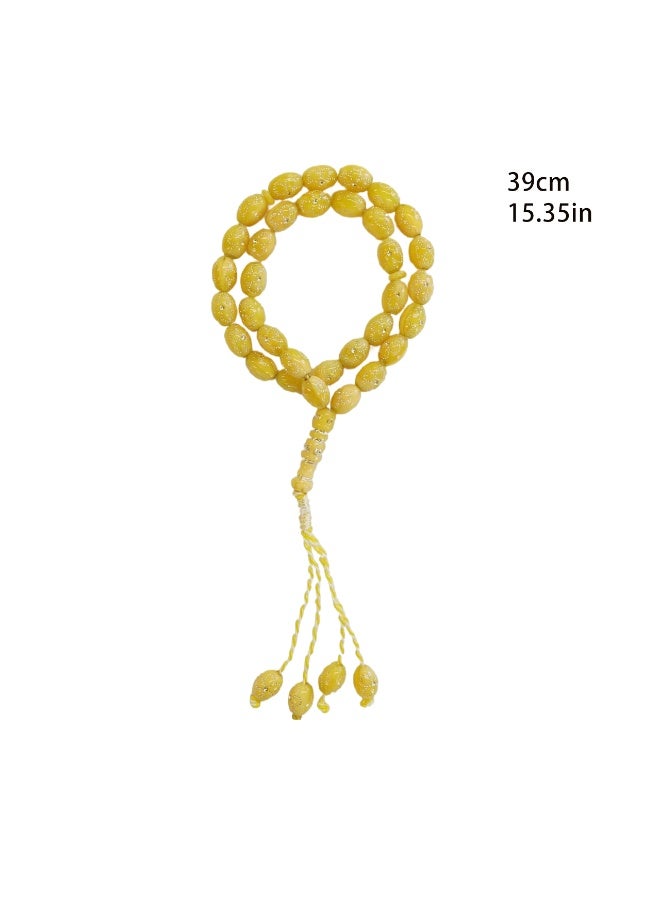 33-حبة سوار الورد الأصفر، نمط الزهور، رمز الضوء والثروة والسعادة، الصلاة العربية المسلمة، رمضان، هدايا عيد ميلاد الأب - Image 2