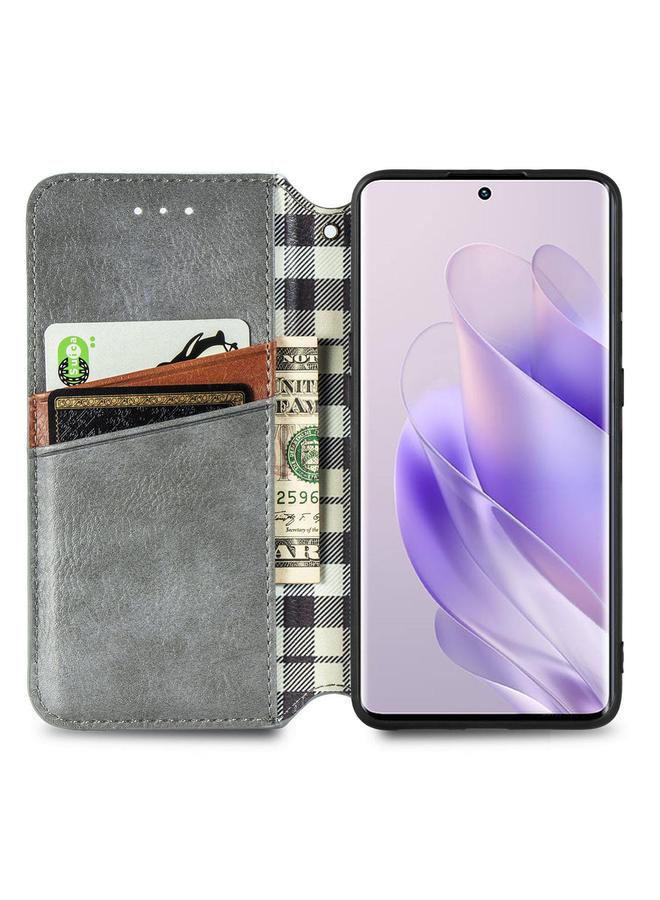 Zaboon Case For Infinix Zero 30 5G Cubic Grid Pressed Magnetic Leather Phone Case - Image 4