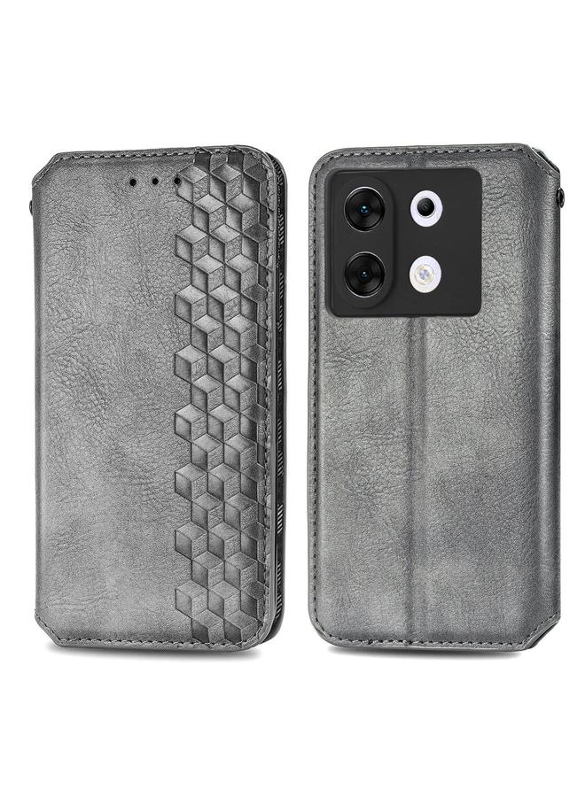 Zaboon Case For Infinix Zero 30 5G Cubic Grid Pressed Magnetic Leather Phone Case - Image 1