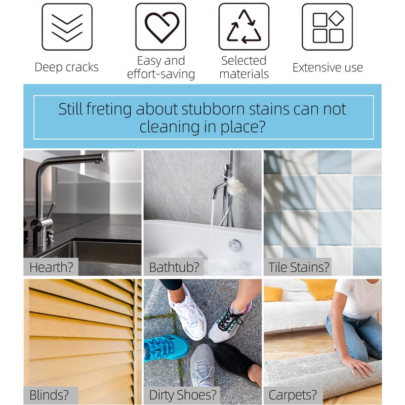 Songtaste 2-Pack Scrub Brush For Cleaning With Long Handle Medium Firm Brush Bathroom Cleaning Supplies And Bathtub Cleaner And Shower Cleaning Brush Multi-Scene Use For Kitchen Or Carpet Brush White&Blue - Image 2