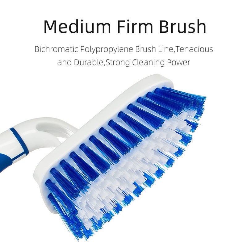 Songtaste 2-Pack Scrub Brush For Cleaning With Long Handle Medium Firm Brush Bathroom Cleaning Supplies And Bathtub Cleaner And Shower Cleaning Brush Multi-Scene Use For Kitchen Or Carpet Brush White&Blue - Image 4