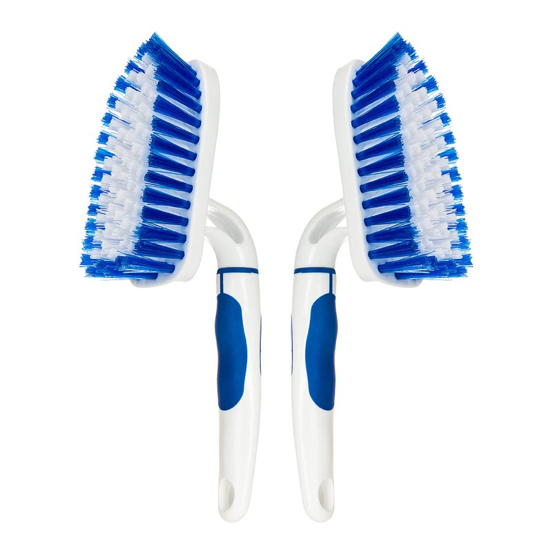 Songtaste 2-Pack Scrub Brush For Cleaning With Long Handle Medium Firm Brush Bathroom Cleaning Supplies And Bathtub Cleaner And Shower Cleaning Brush Multi-Scene Use For Kitchen Or Carpet Brush White&Blue - Image 1