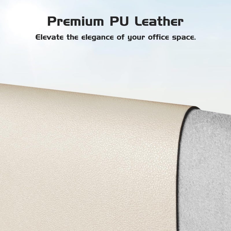 Aothia Leather Desk Pad Protector - Large Mouse Pad, Office Mat, Non-Slip PU Leather Blotter, Laptop Desk Pad, Waterproof Writing Pad for Office and Home (Beige, 38" x 13.7") - Image 2