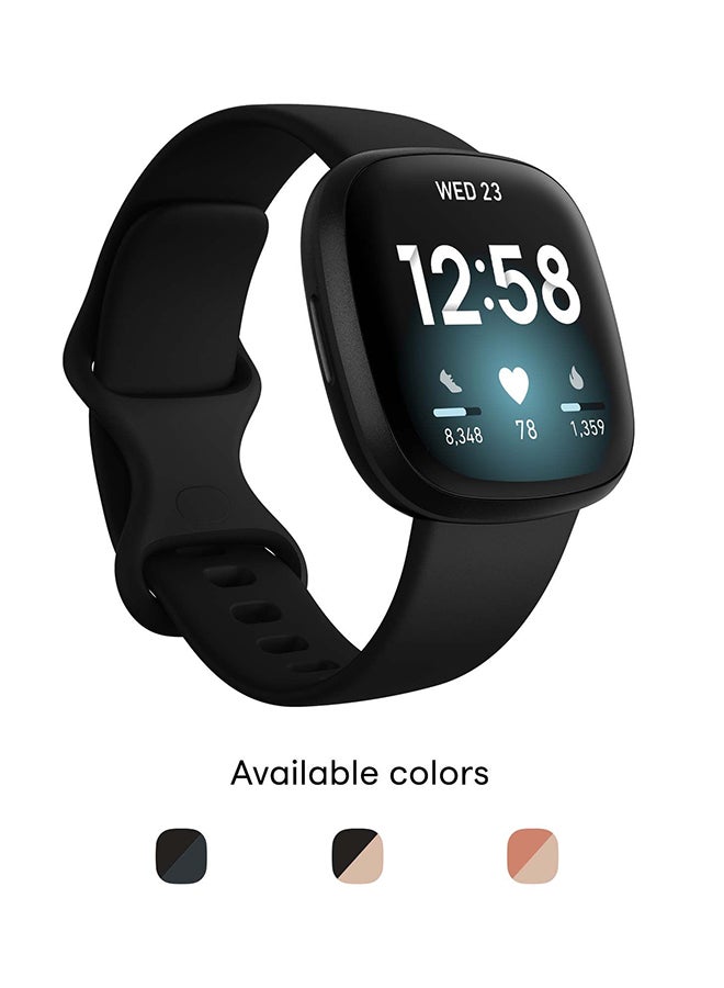 Fitbit Versa 3 Health & Fitness Smartwatch with 6-months Premium Membership Included Built-in GPS Daily Readiness Score and Up To 6+ Days Battery Black/Black Aluminium - Image 2