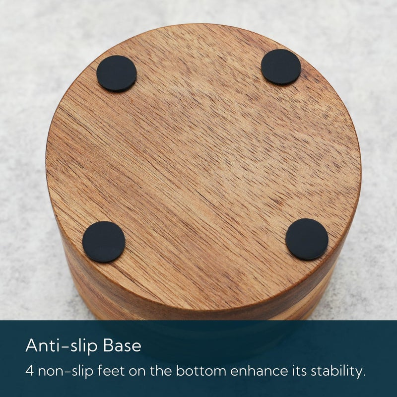 KITCHENDAO Acacia Wood Salt Cellar Bowl Box, Elegant Kitchen Holder Container with Swivel Magnetic Lid to Store Favorite Seasonings Pepper Spice or Bath, 6oz - Image 5