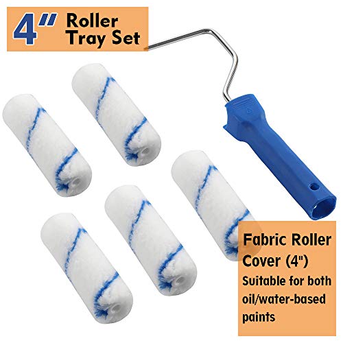 NANJA Paint Roller -Small Paint Tray Set with High-Density Foam Mini Roller Refills, Roller Frame, Paint Tray, 4" Microfiber Roller Covers, House Painting Roller Brush(12-Pack) - Image 4