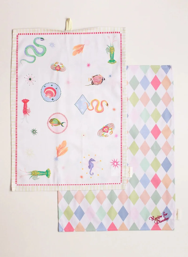 Yvonne Ellen  Set Of 2 Tea Towels Harlequin for Women | Best Price UAE