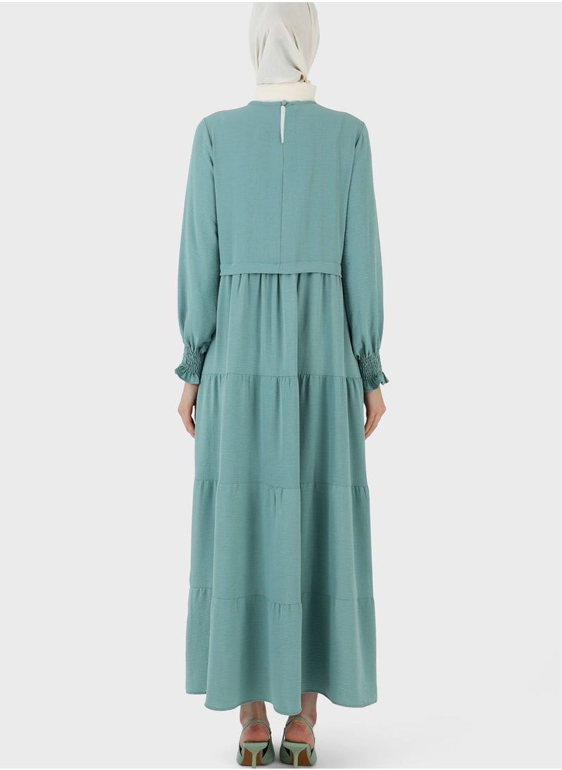 Refka by modanisa - Ruched Sleeve Tiered Dress - Image 1