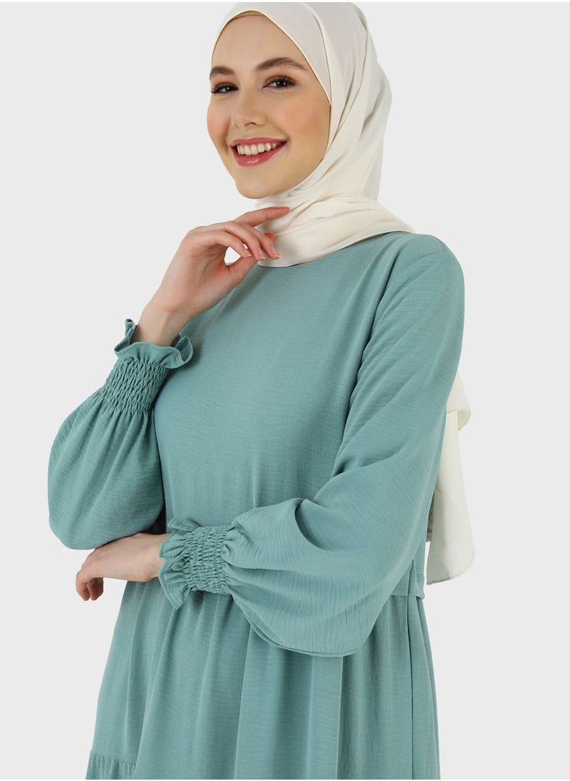Refka by modanisa - Ruched Sleeve Tiered Dress - Image 1