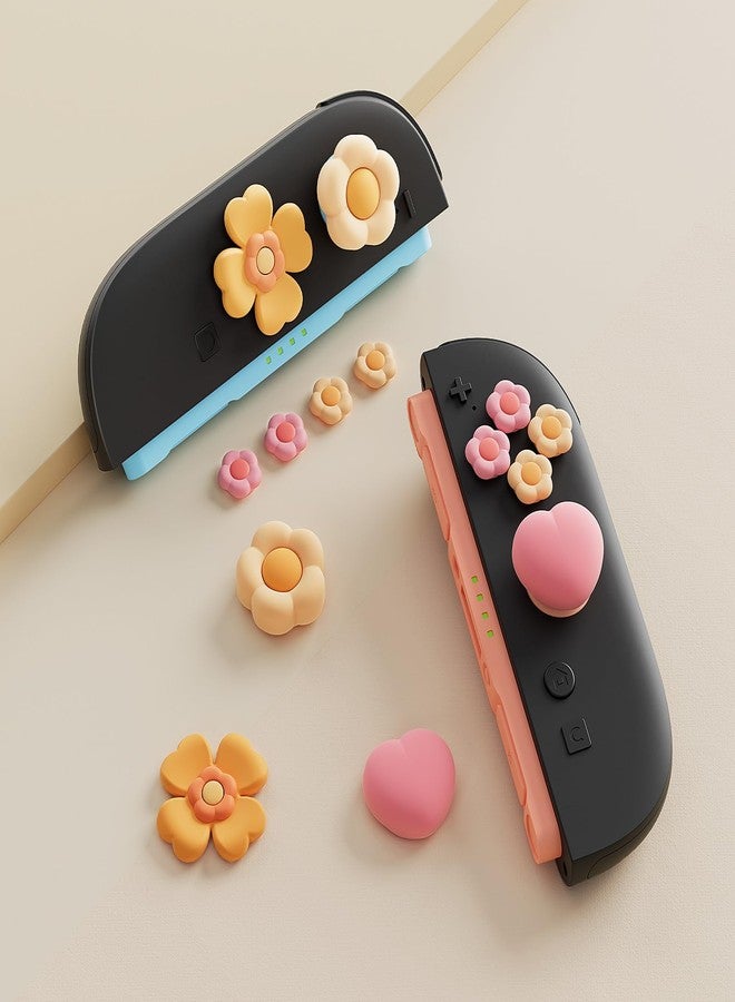 GeekShare Cross D-Pad Button Caps Thumb Grip Caps Set Compatible with Switch 2, ABXY Key Buttons Sticker Cover Caps for Switch 2 - Heart and Flower - Image 5