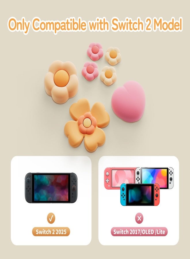 GeekShare Cross D-Pad Button Caps Thumb Grip Caps Set Compatible with Switch 2, ABXY Key Buttons Sticker Cover Caps for Switch 2 - Heart and Flower - Image 4