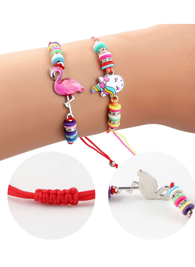 12 Pcs Kids Girls Bracelets Jewelry, Animal Pendant Unicorn Owl Cute Bracelet, Multicolor Woven Bracelets for Prize Pretend Play Party Favors for Girls, Kids Friendship Bracelets(One Size)  - Image 3