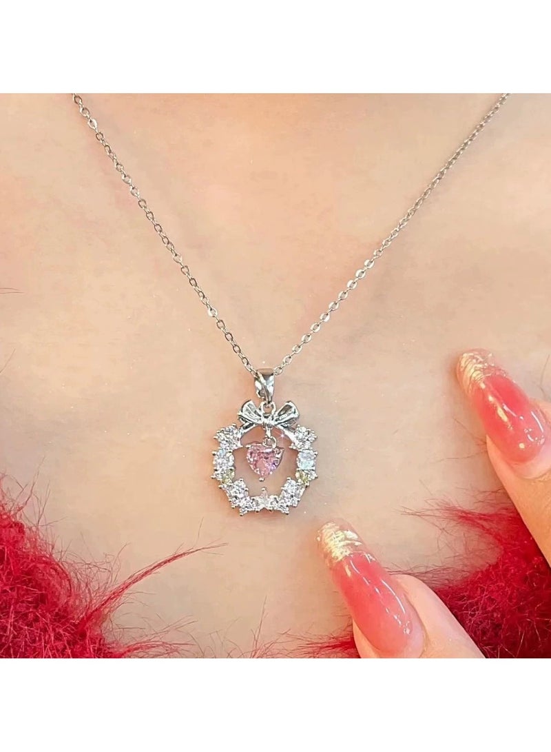 Goolsky Love Wreath Bow Necklace for Women – Elegant Choker with Floral & Ribbon Design, Boutique Luxury Minimalist Jewelry  - Image 1