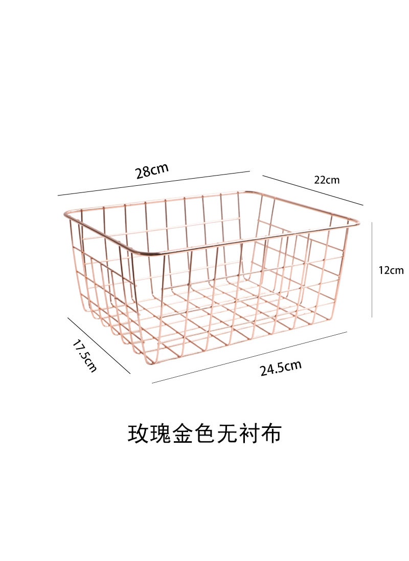 Generic - Factory wholesale wrought iron storage basket fabric storage basket desktop snack basket iron shelf dormitory finishing basket - Image 1