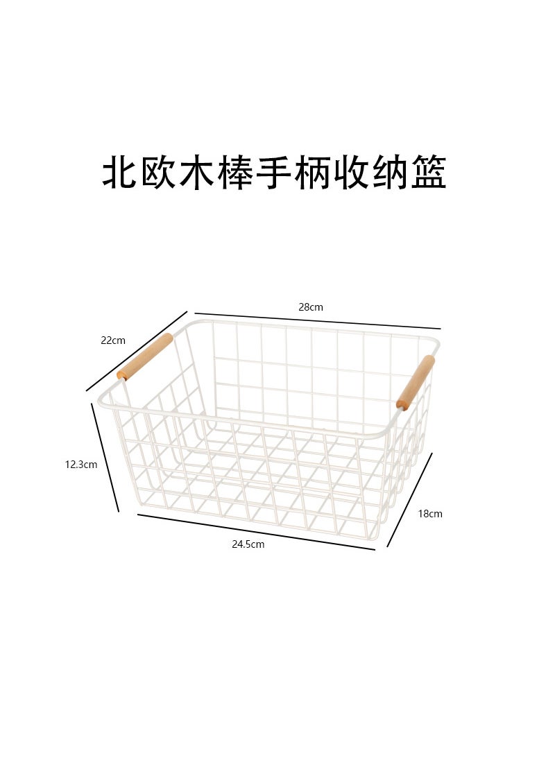 Generic - Factory wholesale wrought iron storage basket fabric storage basket desktop snack basket iron shelf dormitory finishing basket - Image 1