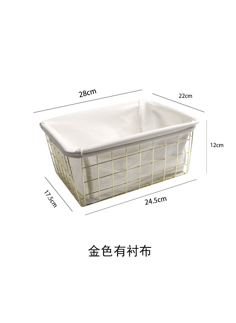 Generic - Factory wholesale wrought iron storage basket fabric storage basket desktop snack basket iron shelf dormitory finishing basket - Image 1