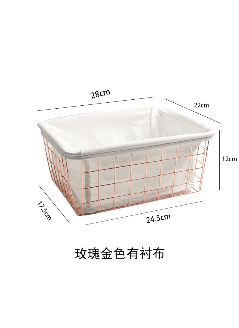 Generic - Factory wholesale wrought iron storage basket fabric storage basket desktop snack basket iron shelf dormitory finishing basket - Image 1