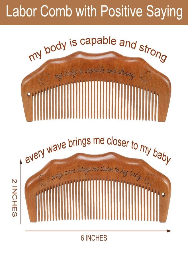 Moreinday Labor Comb for Pain, Fine Tooth Birth Comb with Wrist Adjustable Strap for Expecting Moms - Peach Wood - Image 4