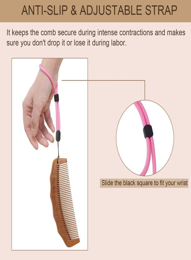 Moreinday Labor Comb for Pain, Fine Tooth Birth Comb with Wrist Adjustable Strap for Expecting Moms - Peach Wood - Image 5