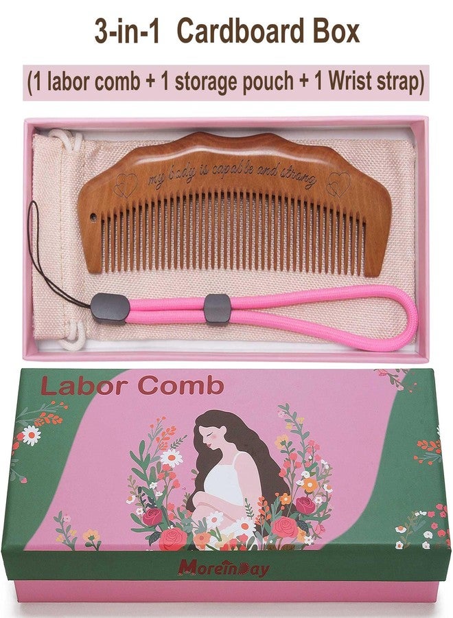 Moreinday Labor Comb for Pain, Fine Tooth Birth Comb with Wrist Adjustable Strap for Expecting Moms - Peach Wood - Image 2