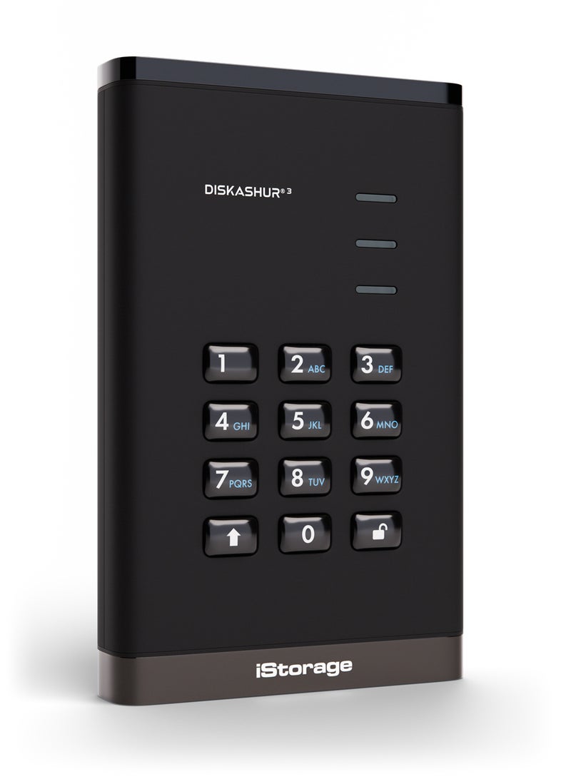 iStorage diskAshur3 HDD 1TB Black - Secure portable hard drive - Password protected - Dust & water resistant - Hardware Encryption - Image 2