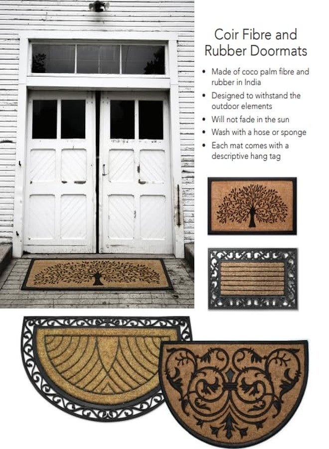 Abbott Collection Floral Bee Doormat with Non-Slip Backing - Coir Fiber/PVC, Multicolor (18x30 L) - Image 3