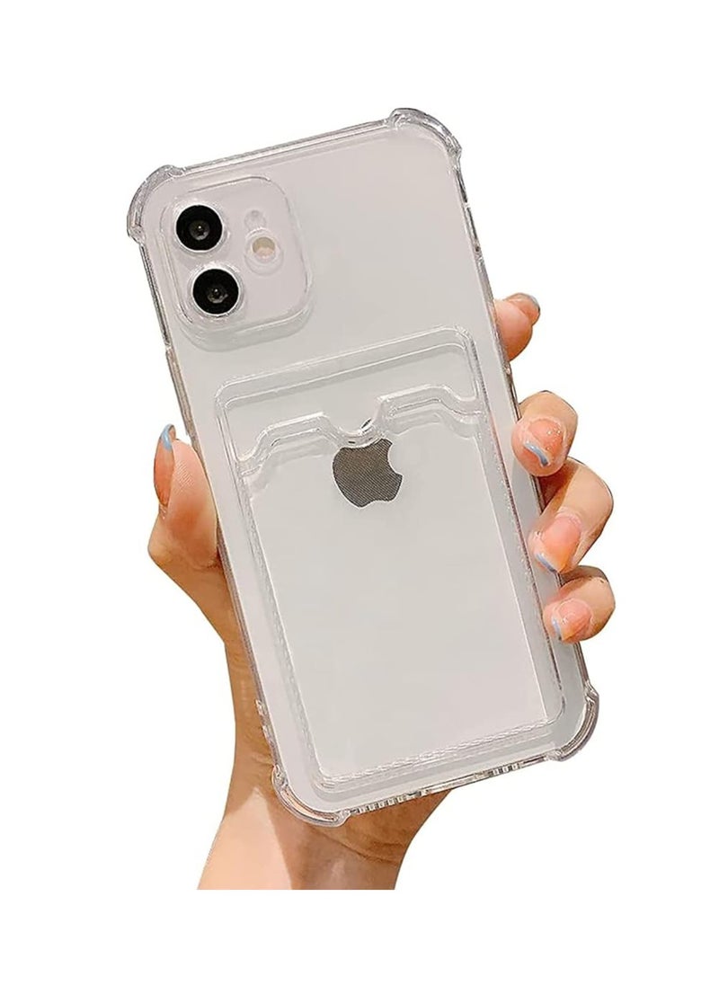ماركة غير محددة - حافظة هاتف بمحفظة لهاتف iPhone 11، حافظة شفافة بفتحة للبطاقات، حافظة محفظة واقية ناعمة من مادة TPU مضادة للصدمات مع جيب لطيف لحامل البطاقات - Image 1
