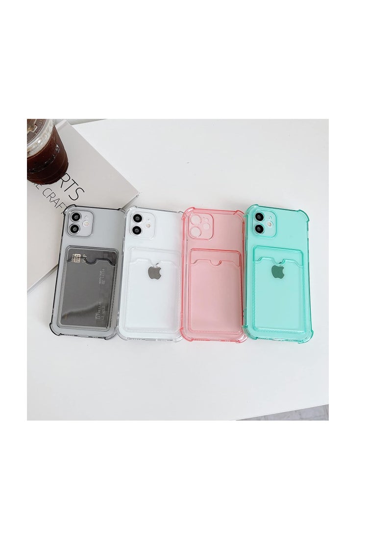 ماركة غير محددة - حافظة هاتف بمحفظة لهاتف iPhone 11، حافظة شفافة بفتحة للبطاقات، حافظة محفظة واقية ناعمة من مادة TPU مضادة للصدمات مع جيب لطيف لحامل البطاقات - Image 1