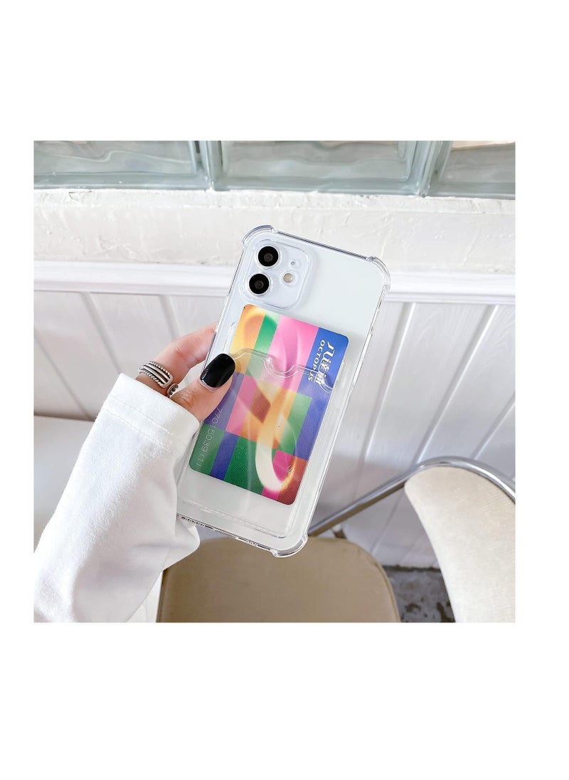 ماركة غير محددة - حافظة هاتف بمحفظة لهاتف iPhone 11، حافظة شفافة بفتحة للبطاقات، حافظة محفظة واقية ناعمة من مادة TPU مضادة للصدمات مع جيب لطيف لحامل البطاقات - Image 1