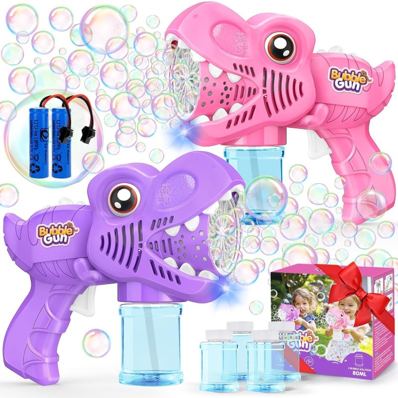 Yunaking Bubble Gun Toys for Girls Bubble Machine for Kids 2 Rechargeable Dino Toys Easter Basket Stuffers Gift for 3 4 5 6 7 8 Girls Toddlers Ages 46 Outdoor Summer Birthday Christmas Valentines - Image 3