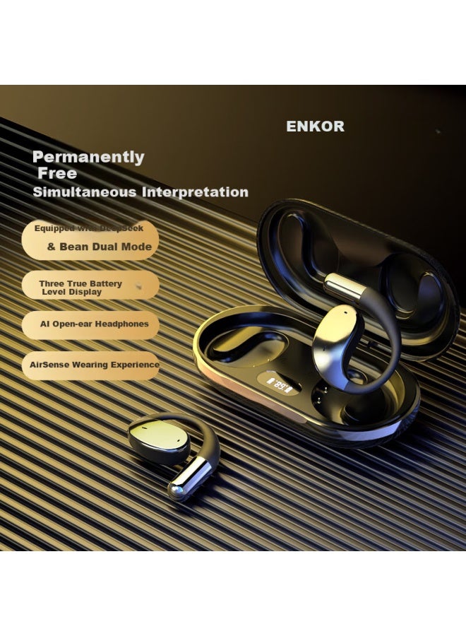 Enkor Ew16 Hanging Ai Bluetooth Earphones With Translation, Noise Reduction, Simultaneous Interpretation, Smart Wireless Open Conference Assistant, Suitable For Running And Sports, Compatible With App - Image 1