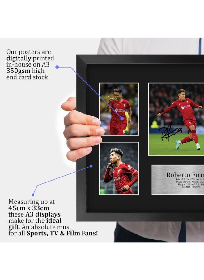 HWC Trading HWC Trading Roberto Firmino Liverpool 16 x 12 inch (A3) Printed Gifts Memorabilia Signed Autograph Photograph Display for Football Fans and Supporters - 16" x 12" Framed  - Image 4