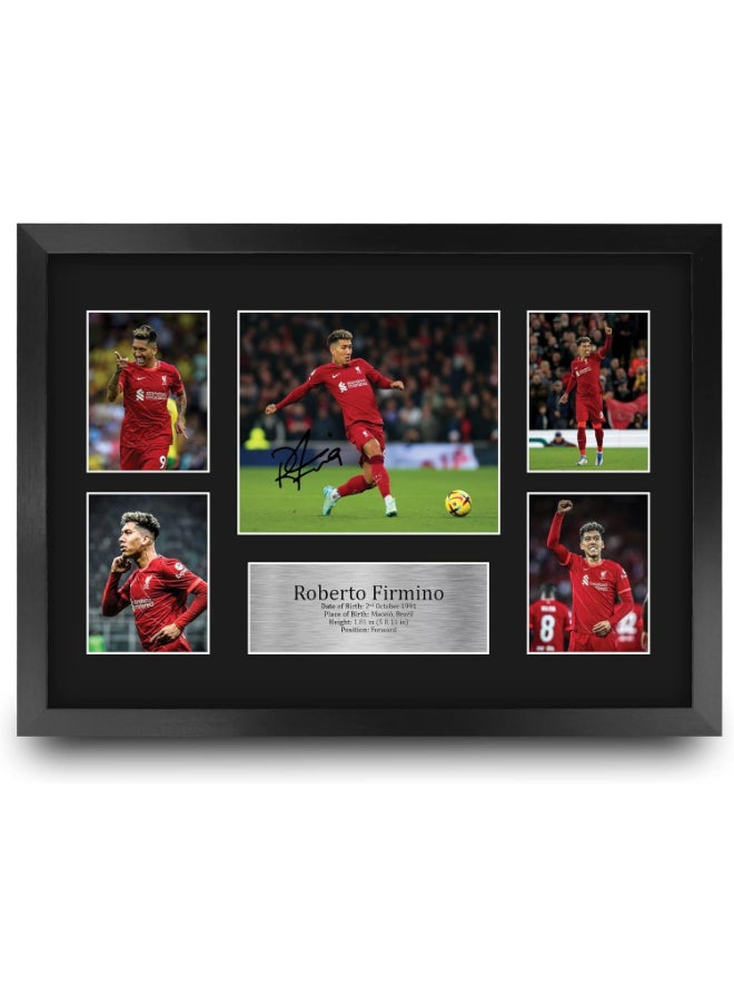 HWC Trading HWC Trading Roberto Firmino Liverpool 16 x 12 inch (A3) Printed Gifts Memorabilia Signed Autograph Photograph Display for Football Fans and Supporters - 16" x 12" Framed  - Image 1