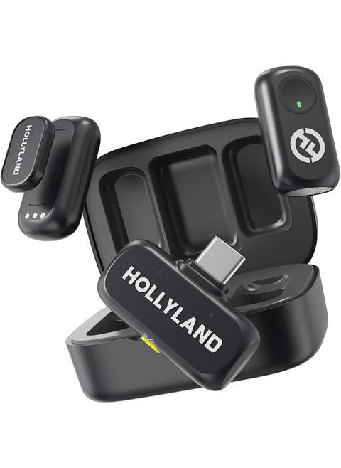 Hollyland LARK A1 DUO Type-C Version Wireless Microphone for iPhone 15/16 & Android, Pure Sound, 3-Level Intelligent Noise Cancellation, Magnetic Mini Microphone for Vlogging, YouTube, Podcast, TikTok