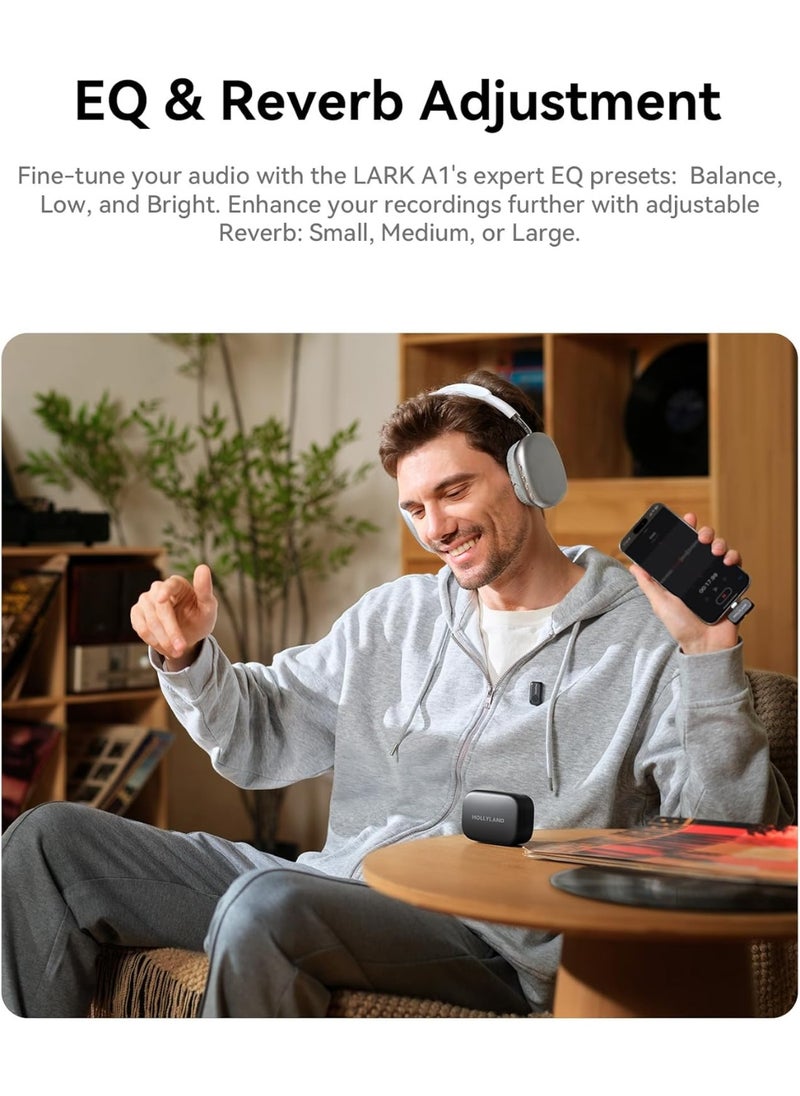 Hollyland LARK A1 DUO Type-C Version Wireless Microphone for iPhone 15/16 & Android, Pure Sound, 3-Level Intelligent Noise Cancellation, Magnetic Mini Microphone for Vlogging, YouTube, Podcast, TikTok