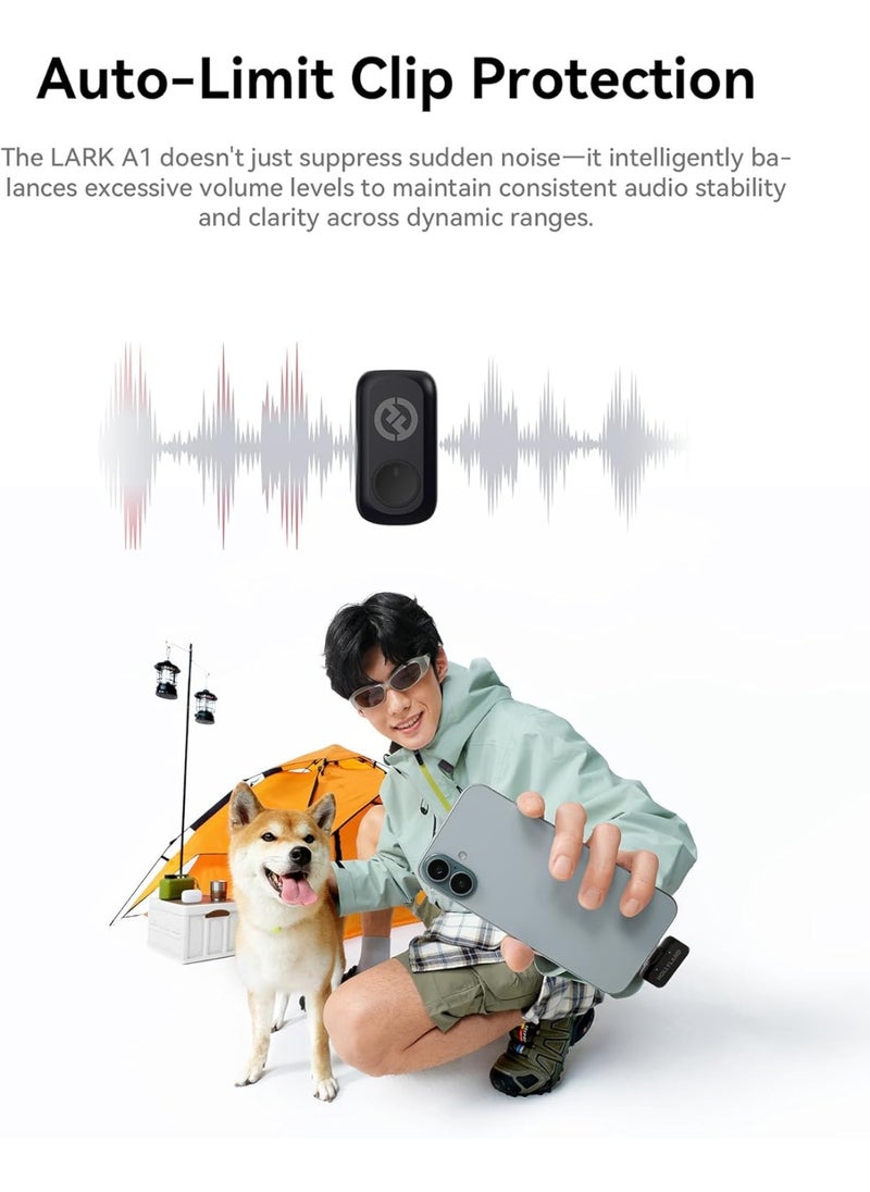 Hollyland LARK A1 DUO Type-C Version Wireless Microphone for iPhone 15/16 & Android, Pure Sound, 3-Level Intelligent Noise Cancellation, Magnetic Mini Microphone for Vlogging, YouTube, Podcast, TikTok