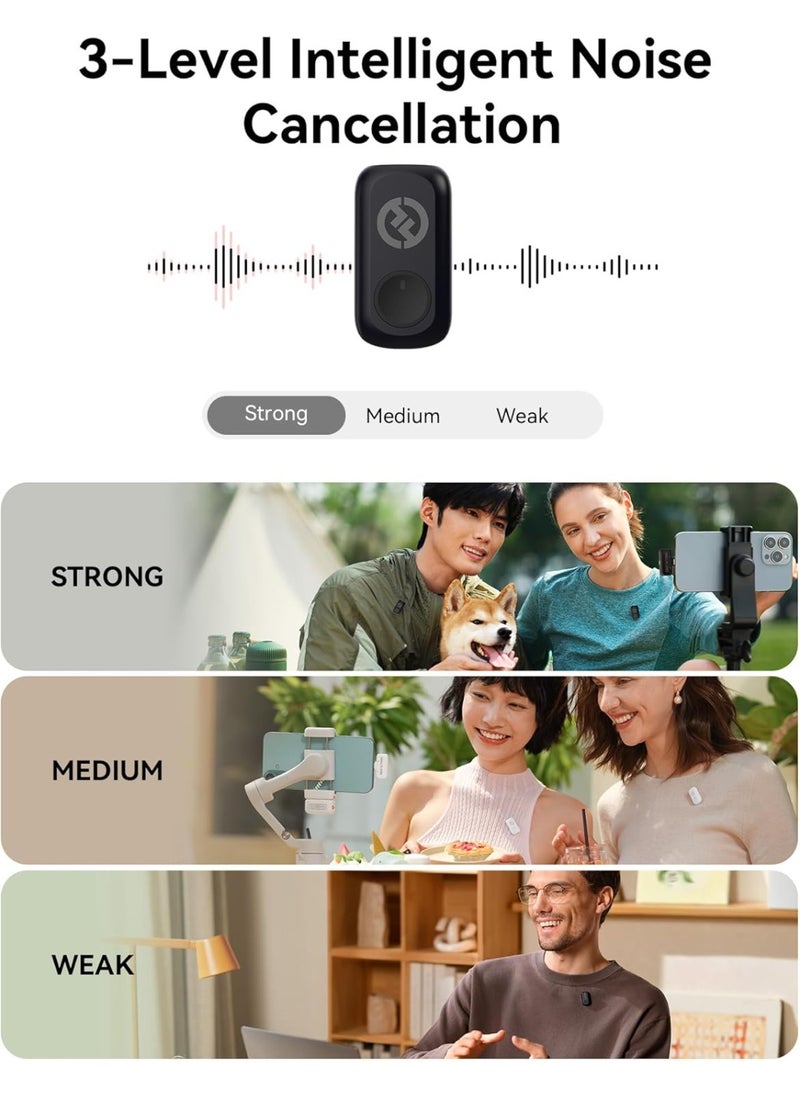 Hollyland LARK A1 DUO Type-C Version Wireless Microphone for iPhone 15/16 & Android, Pure Sound, 3-Level Intelligent Noise Cancellation, Magnetic Mini Microphone for Vlogging, YouTube, Podcast, TikTok