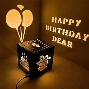 Bhaiji Enterprises Bhaiji Enterprises Wooden LED Fitted Square Happy Birthday Dear Designed Shadow Box Brown 45 x 45 x 45 inches 