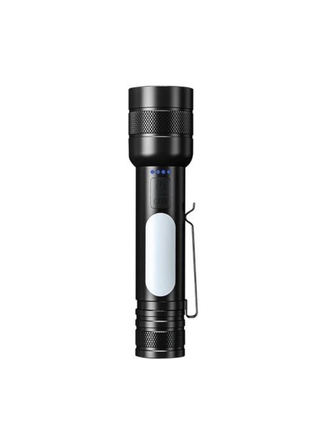 Olsenmark Rechargeable LED Flashlight OMFL2737 | Zoomable 2000 Lumens, 3 Lighting Modes + Side Light | 5000mAh Battery, Portable Camping, Hiking, Car Repair & Emergency Torch | Black Aluminum - Image 1