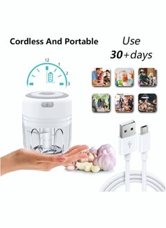 Y&D MINI Garlic Machine White Electric and Onion Grinder Usb Charging Portable Masher Food Waterproof Processor for Kitchen Mini Slicer (White)  - Image 2