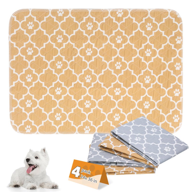 KOOLTAIL Washable Pee Pads for Dogs 4 Packs Super Absorbent Leakproof  NonSlip Dog Pee Pad Large Reusable Puppy Training Pads Waterproof Pet Mat Rug for WhelpingFloorCrate Cats Animals 24x36